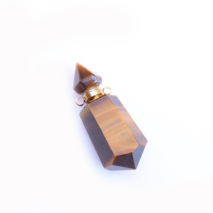 Multi-Color Natural Crystal Perfume Bottle Pendant - Openable Essential Oil Bottle Necklace, Spiritual Energy Fashion Accessory
