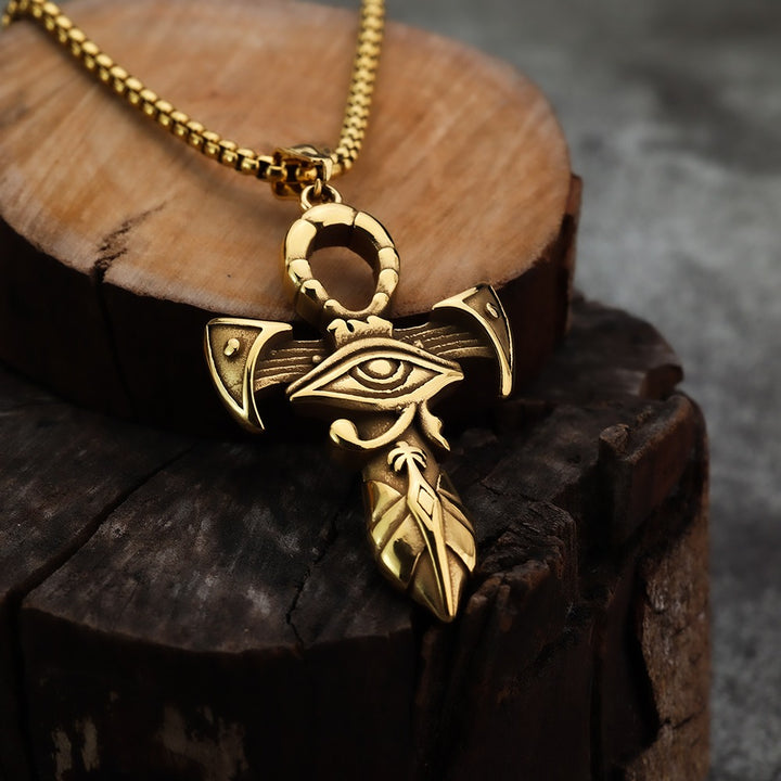 Ancient Egyptian Ankh Symbol & Eye of Horus Necklace