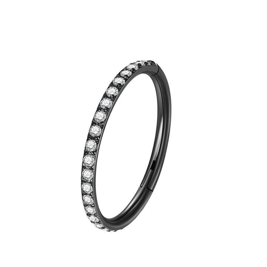 Multi-Color Paved Diamond Circular Multi-Purpose Earring/Nose Ring S925 Silver High-End Piercing Jewelry