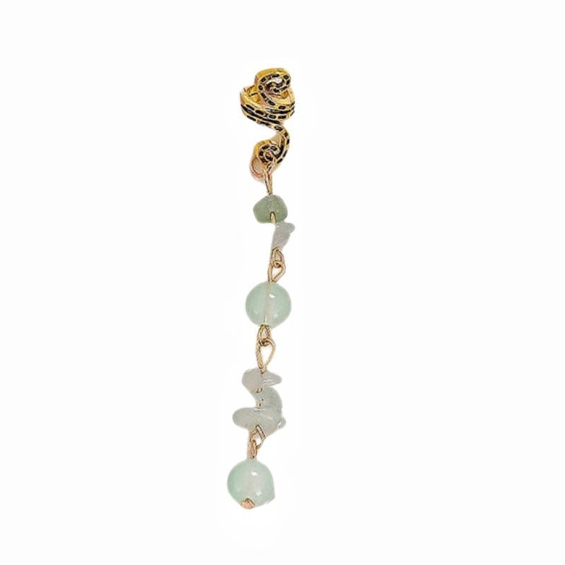 18K Gold Snake Color Crystal Spiral Hair Clips - Natural Crystal Braided Hair Accessories European