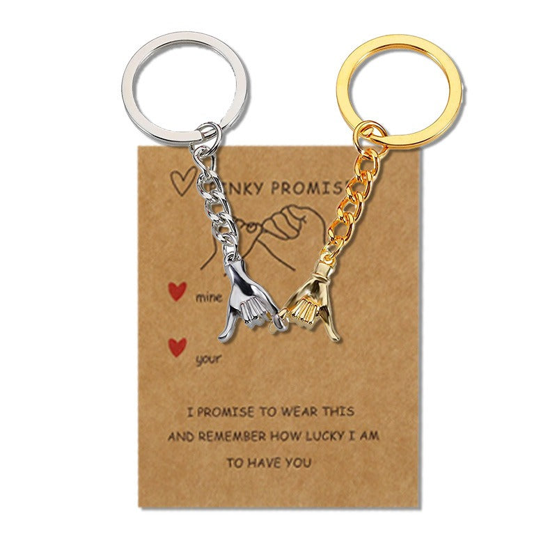 Pinky Promise Couple Keychain Set – Matching Promise Hands with Message Card
