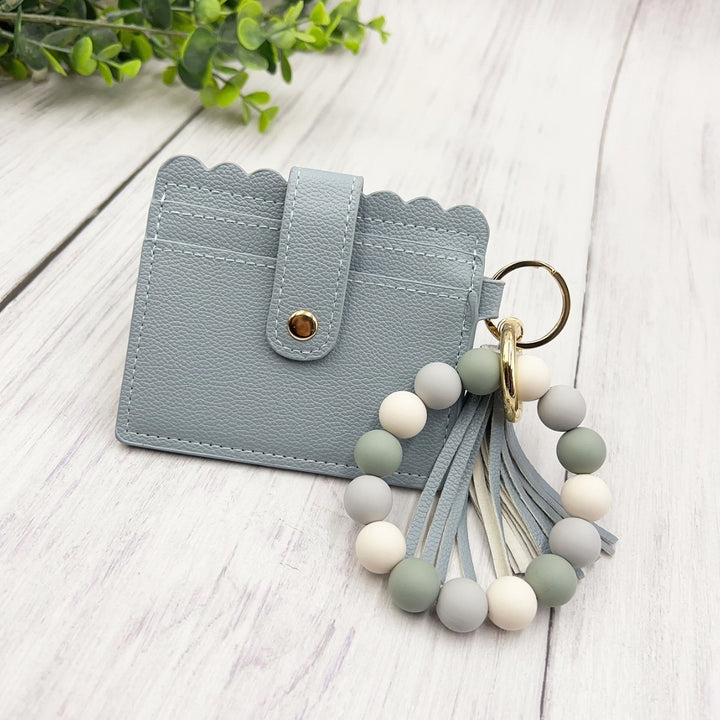 Multi-Color Leather Card Holder + Silicone Bead Tassel Charm - Light Luxury Minimalist Portable Coin Purse