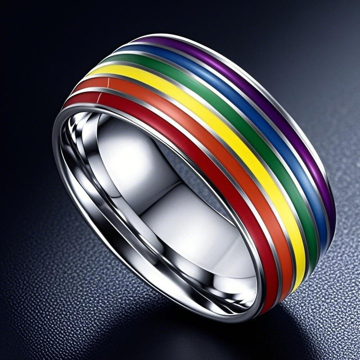 Rainbow Flag Ring - Multi-Color Pride Symbol Ring, Fashion Accessory