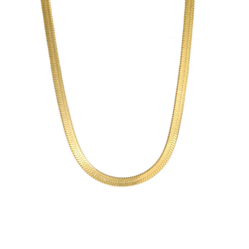 18K Gold Light Luxury Stackable Choker European Multi-Size Dual-Color Snake Chain Necklace