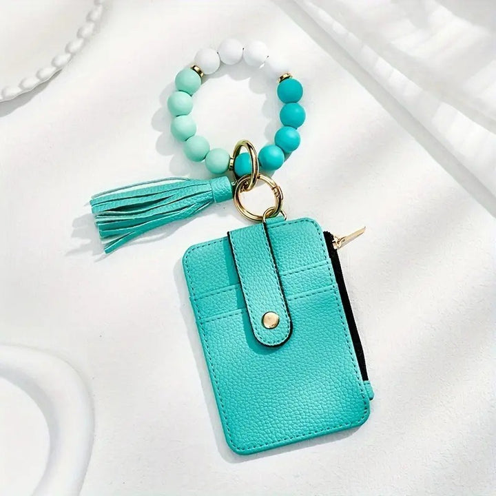 Multi-Style Leather Card Holder + Silicone Bead Tassel Charm - Light Luxury Portable Coin Purse