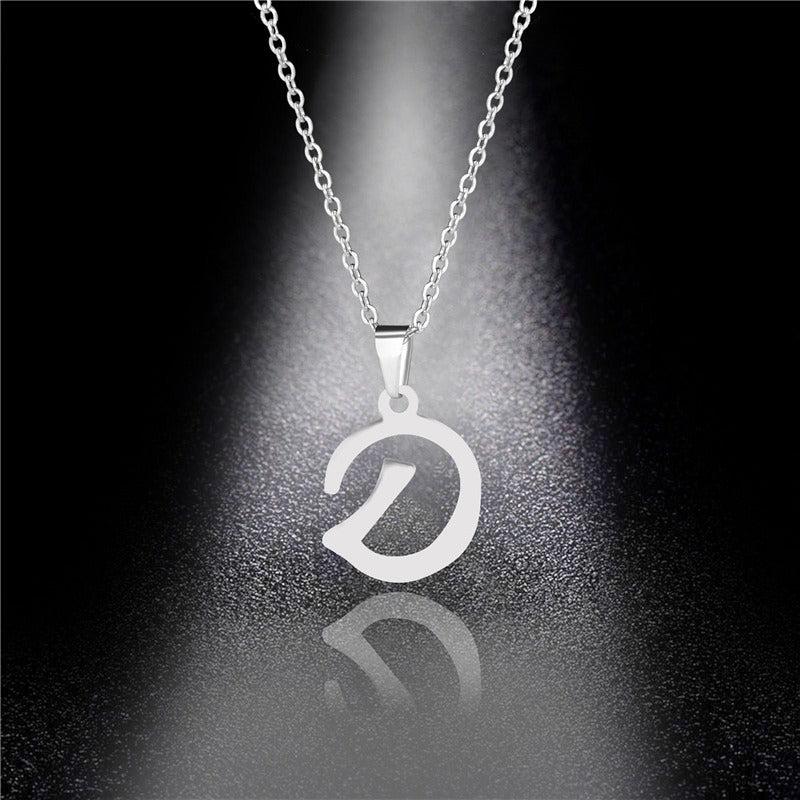 26 Letters Optional Minimalist Silver Necklace - Unisex Personalized Custom Initial Name Accessory