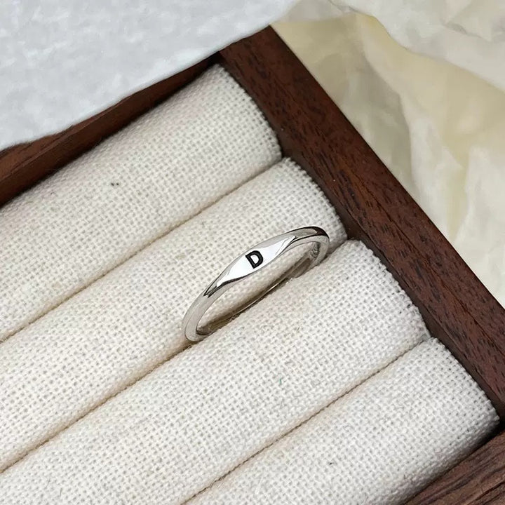 S925 Silver 18K Gold 26-Letter Minimalist Plain Band Ring
