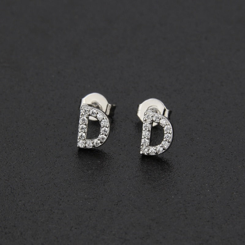 18K Gold 26-Letter Full-Diamond Earrings