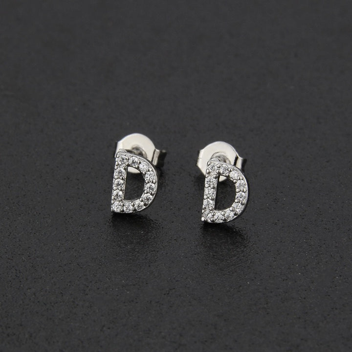 18K Gold 26-Letter Full-Diamond Earrings