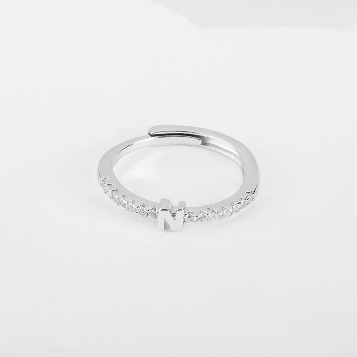 26 Letters Optional Diamond-Encrusted Ring - Gold/Silver Two-Color Women's Light Luxury Minimalist Personalized Accessory