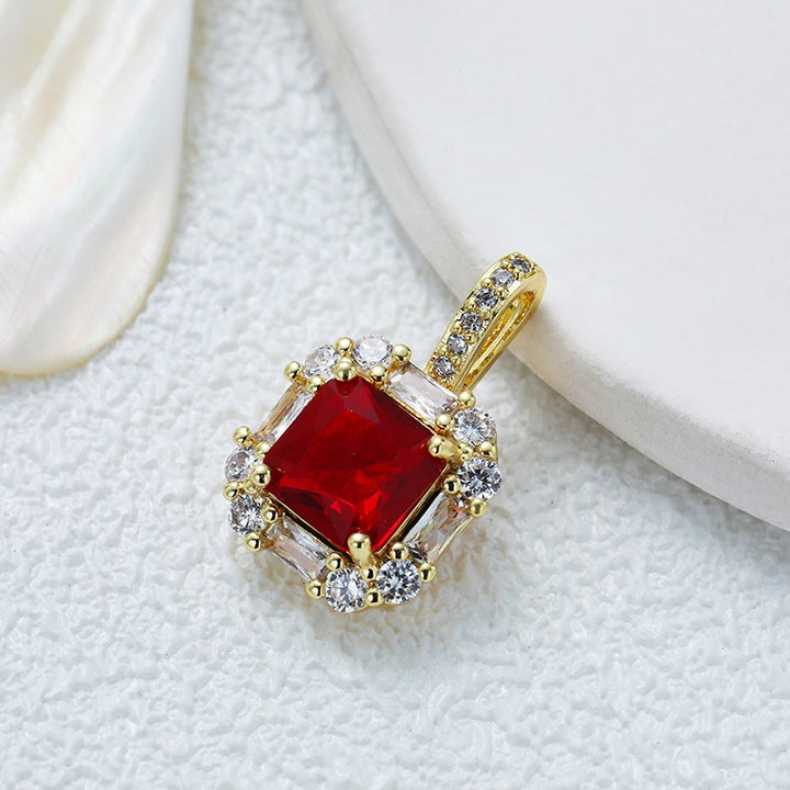 18K Gold Multi-Color Diamond-Paved Color Crystal Pendant Necklace