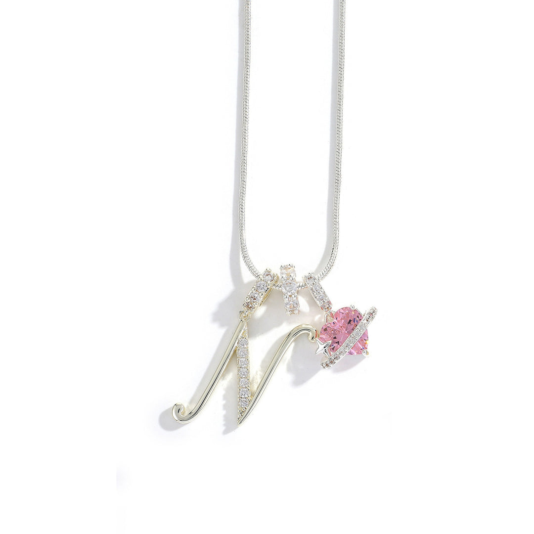 Letter Heart Diamond - Inlaid Combination Necklace (26 - Letter Version)