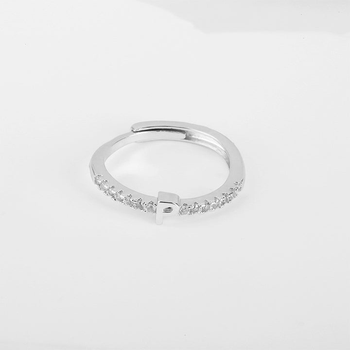 26 Letters Optional Diamond-Encrusted Ring - Gold/Silver Two-Color Women's Light Luxury Minimalist Personalized Accessory
