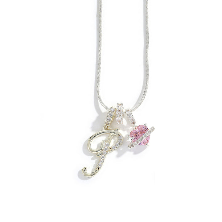 Letter Heart Diamond - Inlaid Combination Necklace (26 - Letter Version)