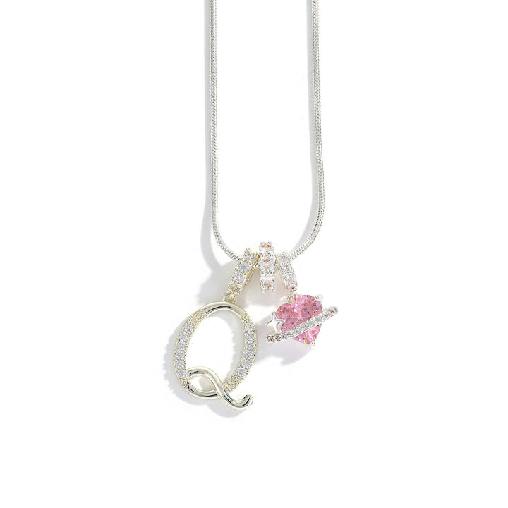 Letter Heart Diamond - Inlaid Combination Necklace (26 - Letter Version)