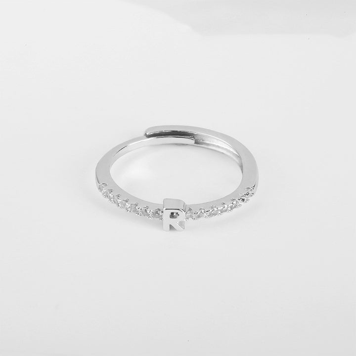 26 Letters Optional Diamond-Encrusted Ring - Gold/Silver Two-Color Women's Light Luxury Minimalist Personalized Accessory