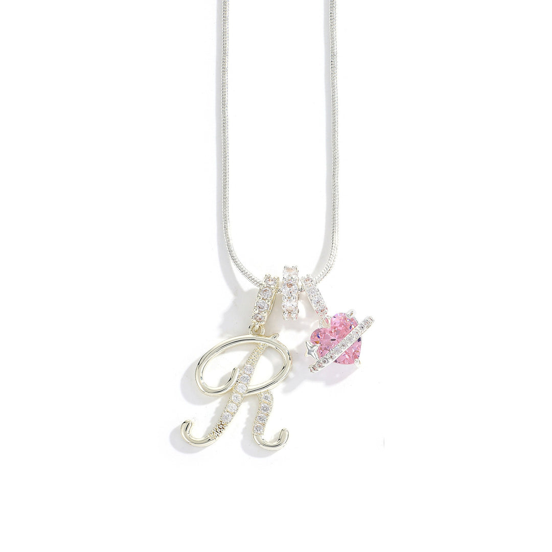 Letter Heart Diamond - Inlaid Combination Necklace (26 - Letter Version)