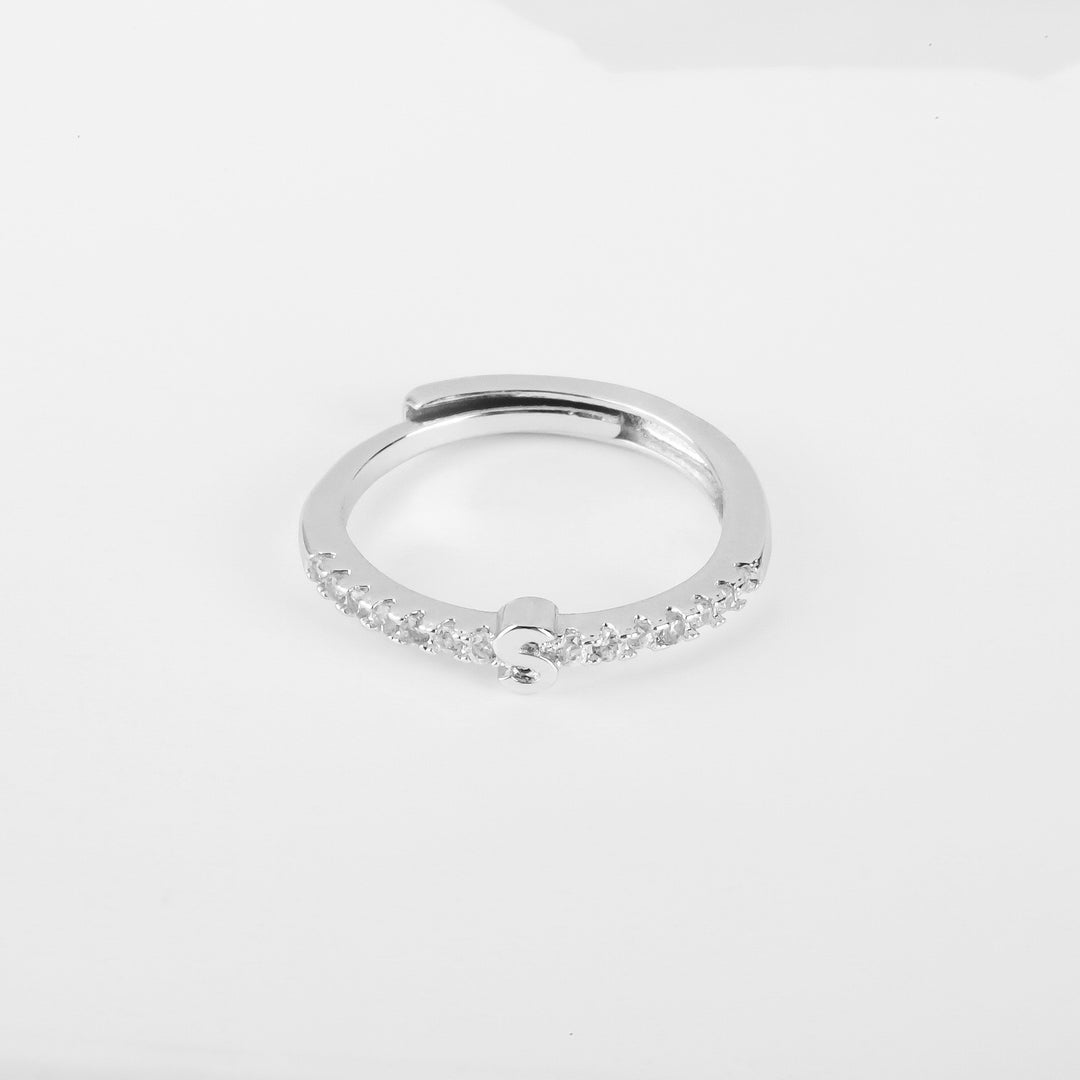 26 Letters Optional Diamond-Encrusted Ring - Gold/Silver Two-Color Women's Light Luxury Minimalist Personalized Accessory