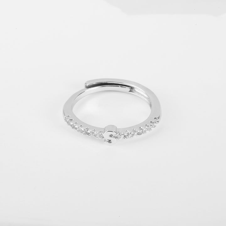 26 Letters Optional Diamond-Encrusted Ring - Gold/Silver Two-Color Women's Light Luxury Minimalist Personalized Accessory