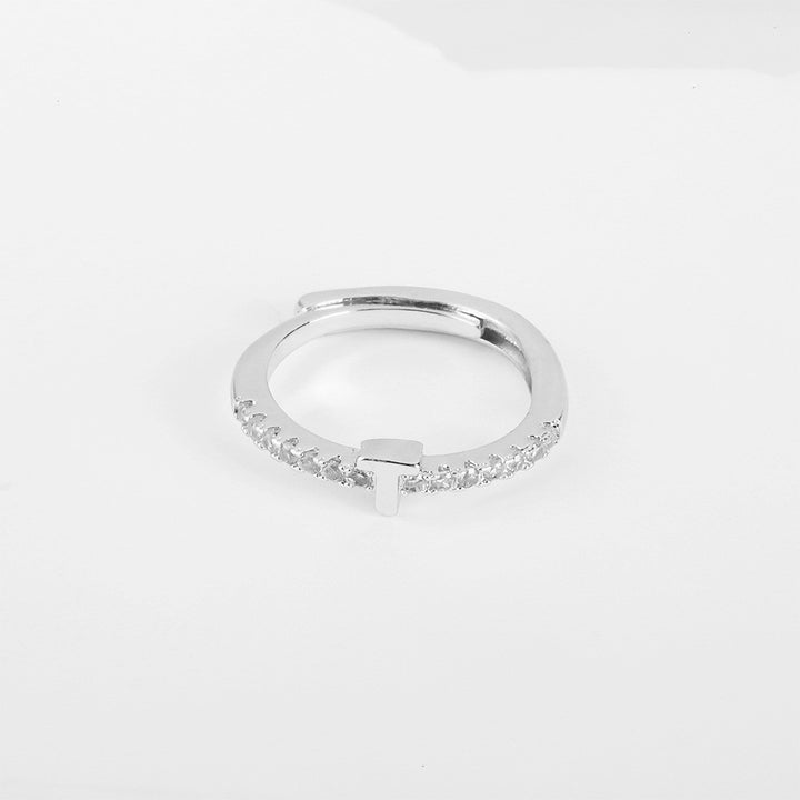 26 Letters Optional Diamond-Encrusted Ring - Gold/Silver Two-Color Women's Light Luxury Minimalist Personalized Accessory