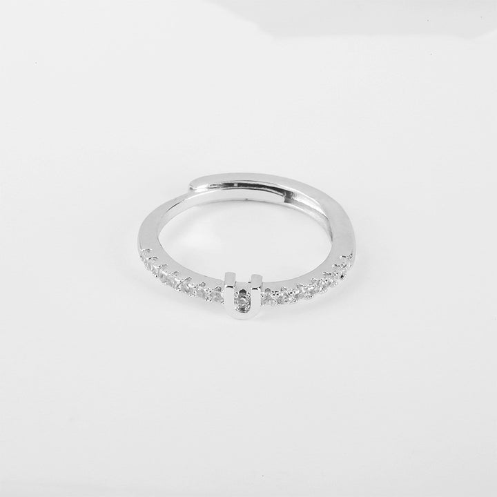 26 Letters Optional Diamond-Encrusted Ring - Gold/Silver Two-Color Women's Light Luxury Minimalist Personalized Accessory