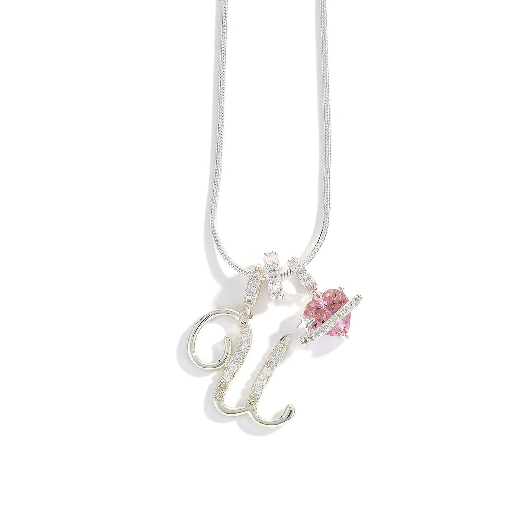 Letter Heart Diamond - Inlaid Combination Necklace (26 - Letter Version)