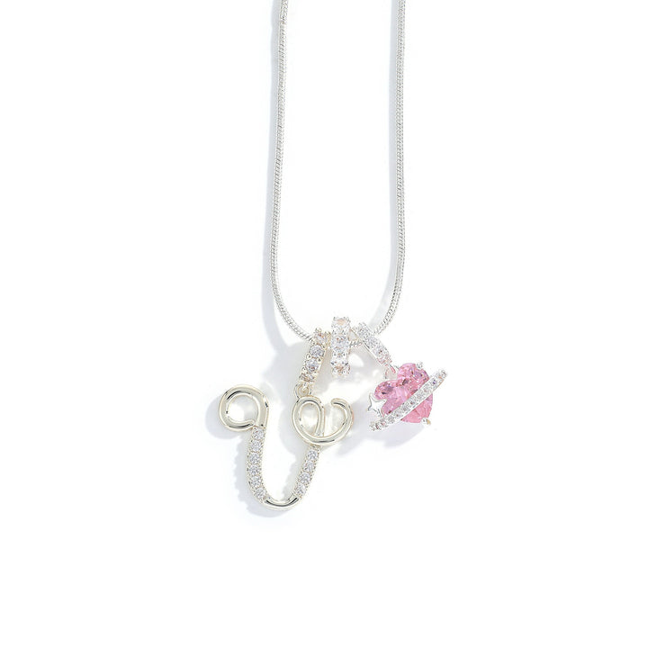 Letter Heart Diamond - Inlaid Combination Necklace (26 - Letter Version)