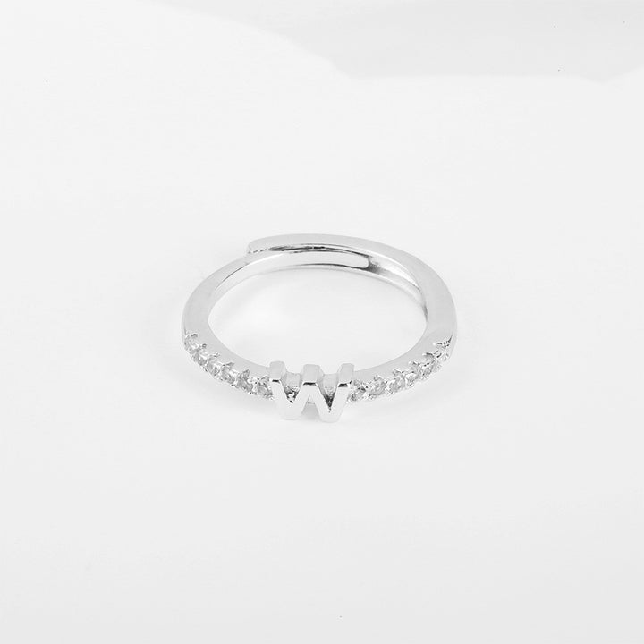 26 Letters Optional Diamond-Encrusted Ring - Gold/Silver Two-Color Women's Light Luxury Minimalist Personalized Accessory