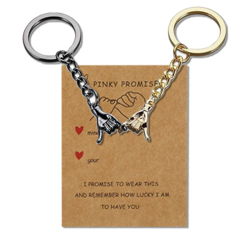 Pinky Promise Couple Keychain Set – Matching Promise Hands with Message Card