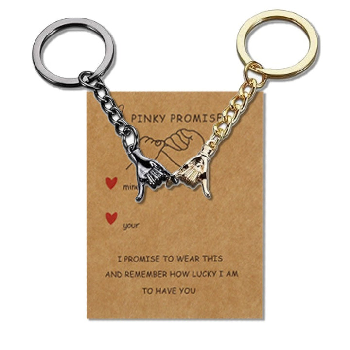 Pinky Promise Couple Keychain Set – Matching Promise Hands with Message Card