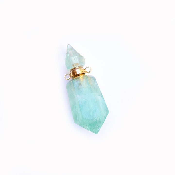 Multi-Color Natural Crystal Perfume Bottle Pendant - Openable Essential Oil Bottle Necklace, Spiritual Energy Fashion Accessory