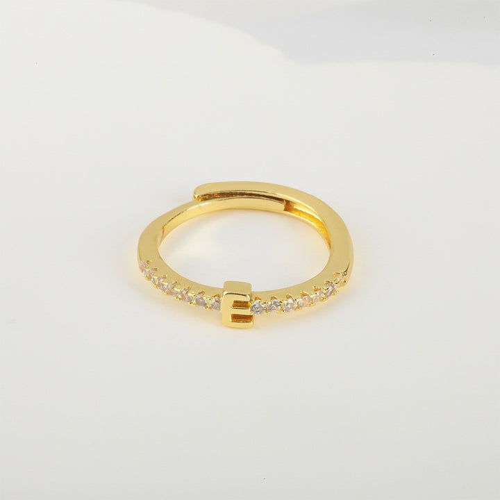26 Letters Optional Diamond-Encrusted Ring - Gold/Silver Two-Color Women's Light Luxury Minimalist Personalized Accessory