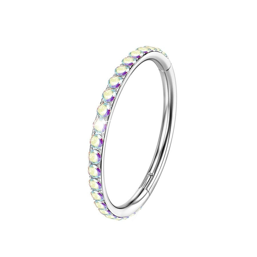 Multi-Color Paved Diamond Circular Multi-Purpose Earring/Nose Ring S925 Silver High-End Piercing Jewelry