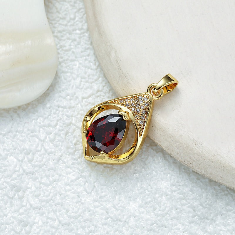 18K Gold Multi-Color Diamond-Paved Color Crystal Pendant Necklace