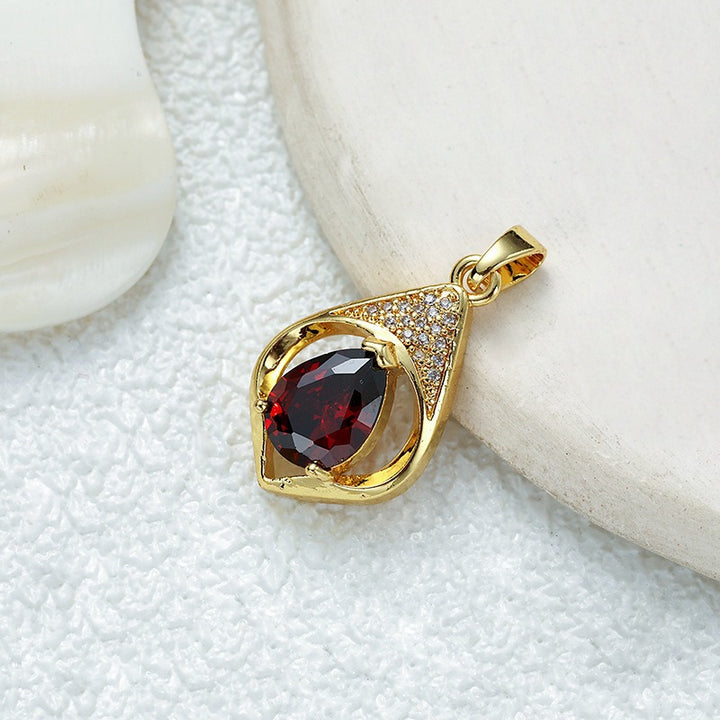 18K Gold Multi-Color Diamond-Paved Color Crystal Pendant Necklace