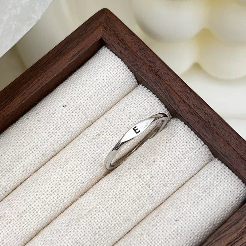 S925 Silver 18K Gold 26-Letter Minimalist Plain Band Ring