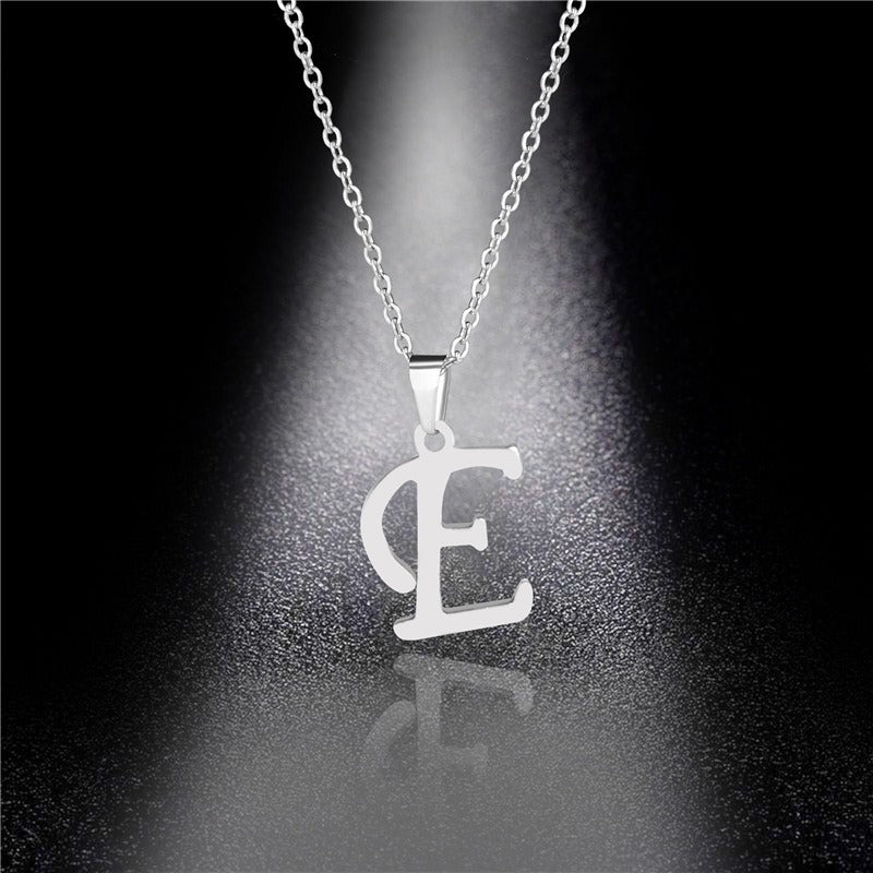 26 Letters Optional Minimalist Silver Necklace - Unisex Personalized Custom Initial Name Accessory