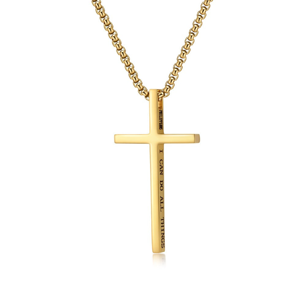 Multi-Color Scripture Cross Necklace - Unisex Inspirational Religious Style Accessory