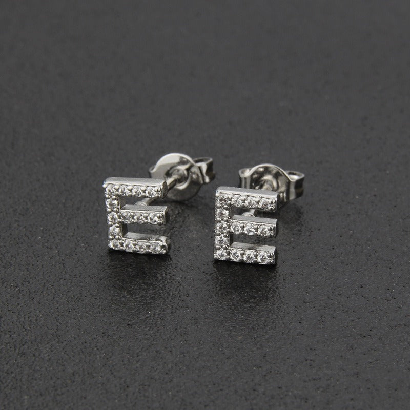 18K Gold 26-Letter Full-Diamond Earrings