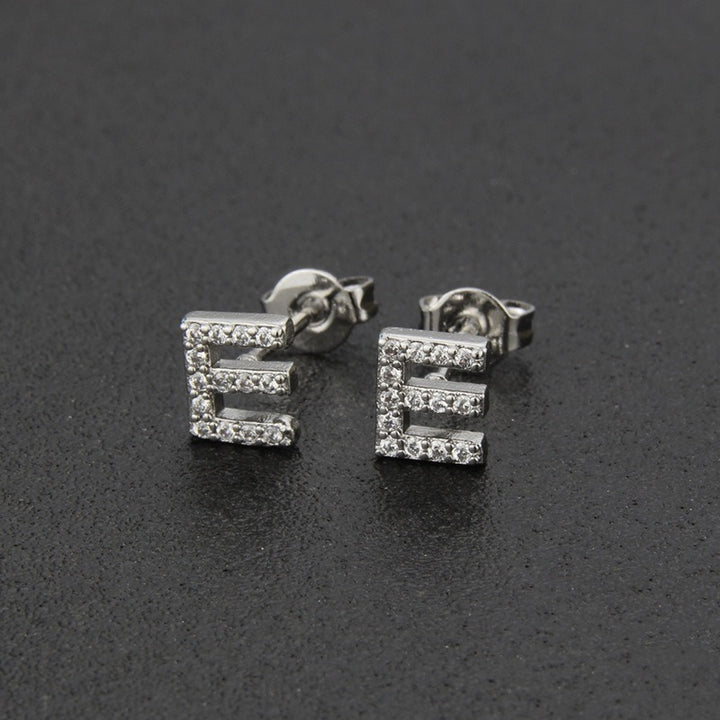 18K Gold 26-Letter Full-Diamond Earrings