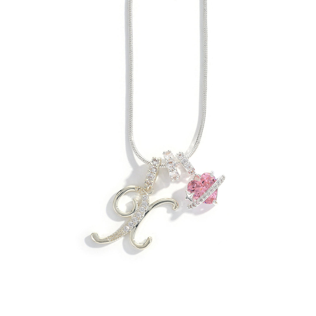 Letter Heart Diamond - Inlaid Combination Necklace (26 - Letter Version)