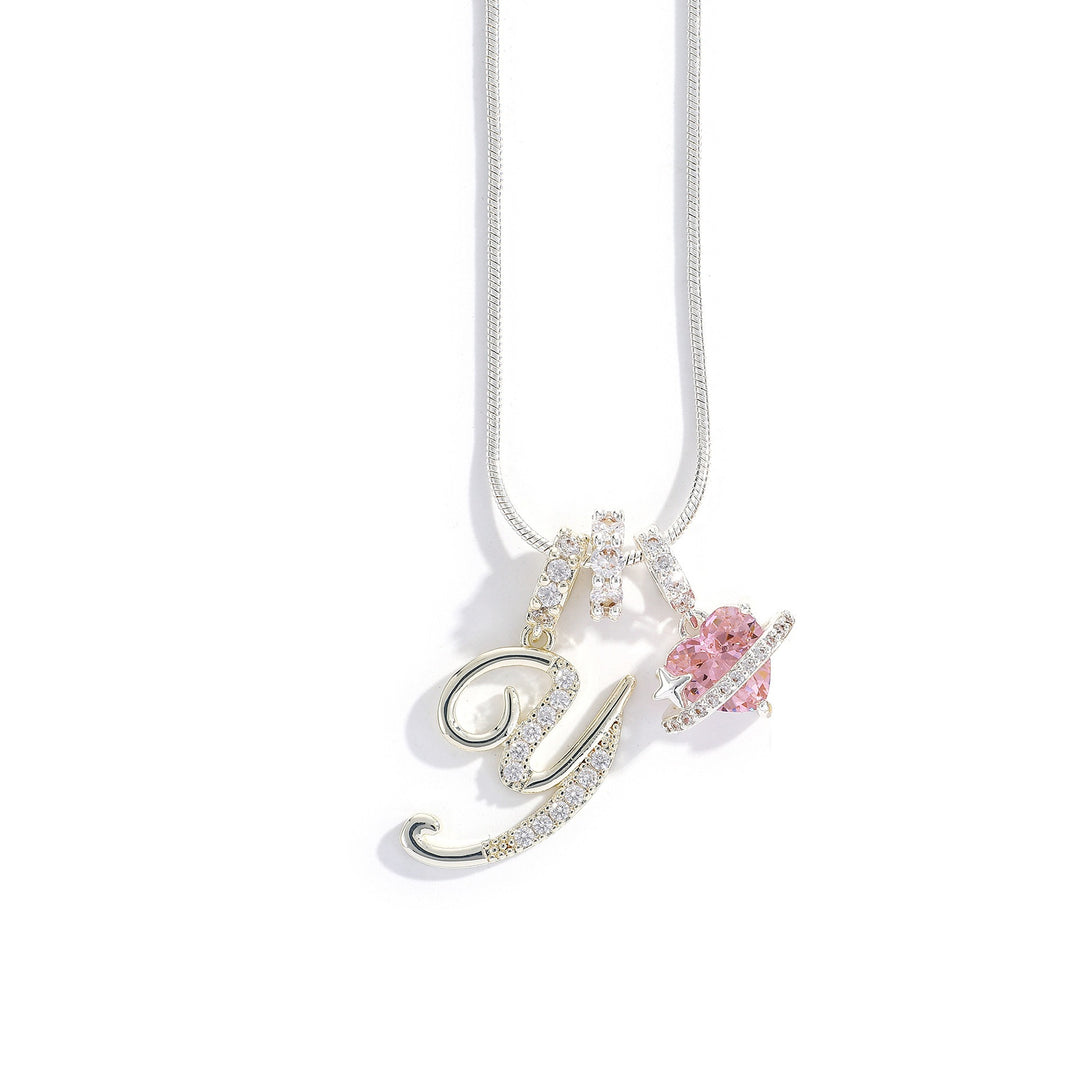 Letter Heart Diamond - Inlaid Combination Necklace (26 - Letter Version)