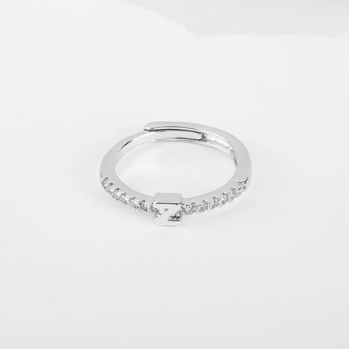 26 Letters Optional Diamond-Encrusted Ring - Gold/Silver Two-Color Women's Light Luxury Minimalist Personalized Accessory