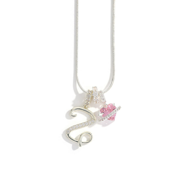 Letter Heart Diamond - Inlaid Combination Necklace (26 - Letter Version)