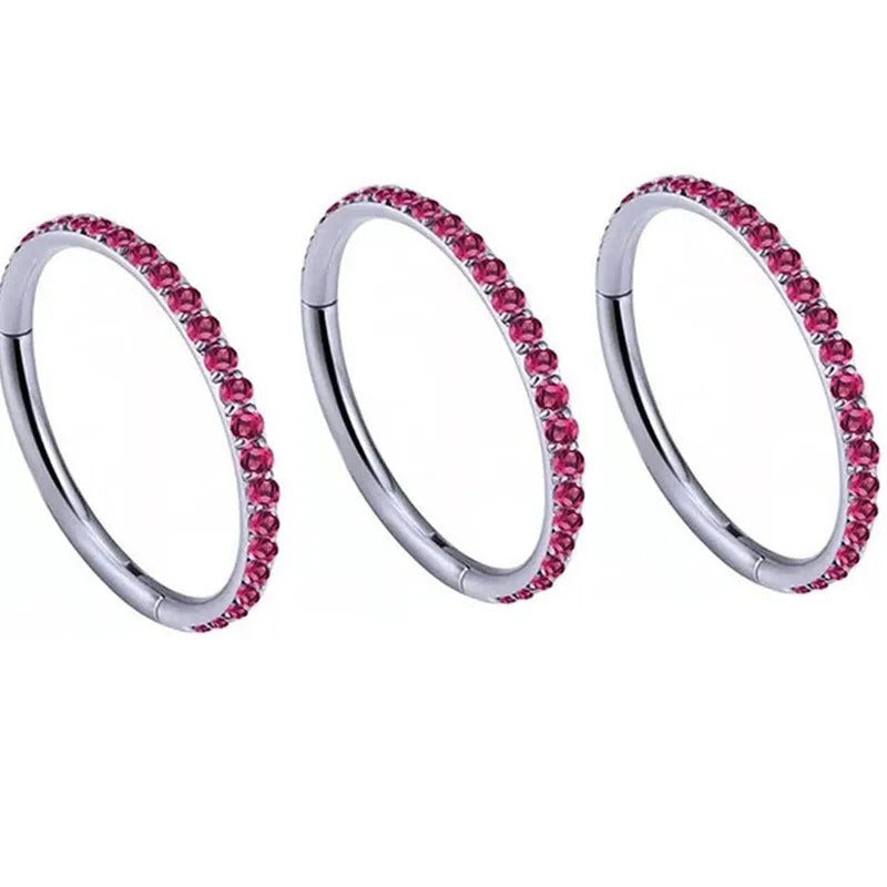 Multi-Color Paved Diamond Circular Multi-Purpose Earring/Nose Ring S925 Silver High-End Piercing Jewelry