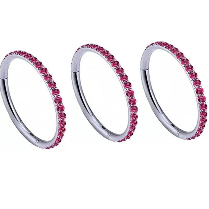 Multi-Color Paved Diamond Circular Multi-Purpose Earring/Nose Ring S925 Silver High-End Piercing Jewelry
