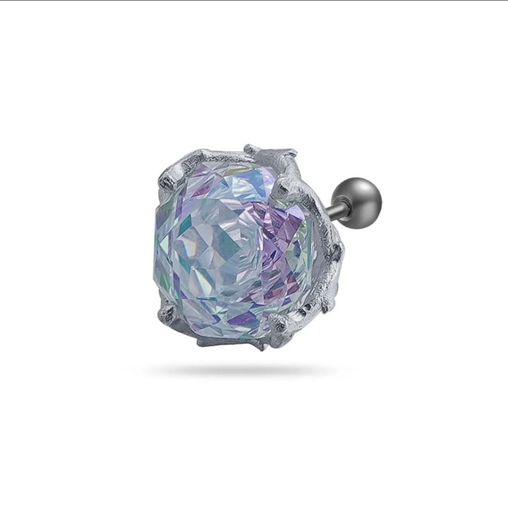 Multi-Color Gemstone Thorn Rose Ear Studs - Unisex Dark-Style Personalized Piercing Accessory