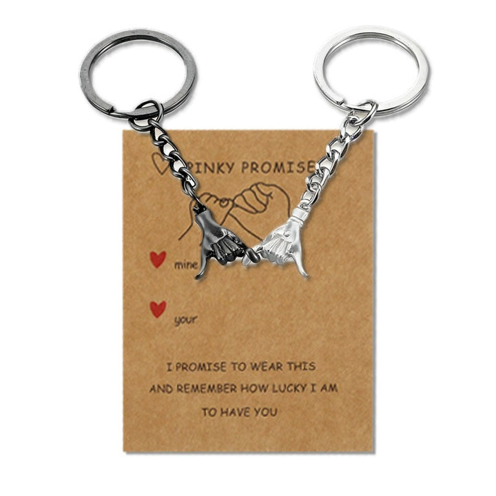 Pinky Promise Couple Keychain Set – Matching Promise Hands with Message Card