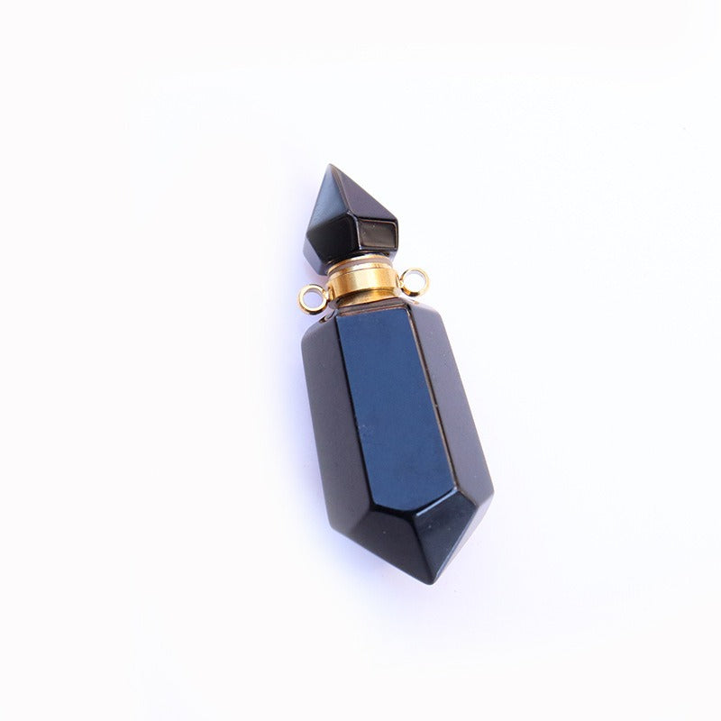 Multi-Color Natural Crystal Perfume Bottle Pendant - Openable Essential Oil Bottle Necklace, Spiritual Energy Fashion Accessory