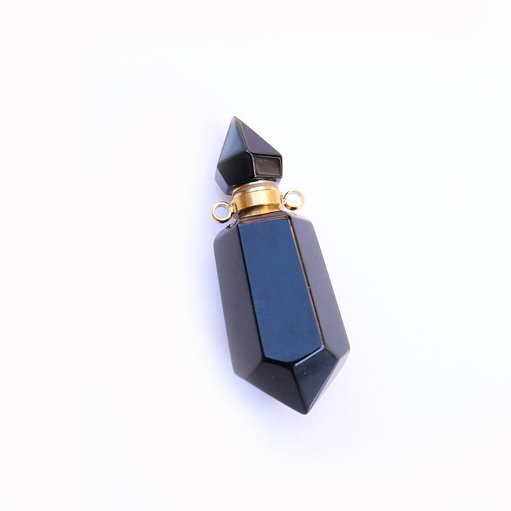 Multi-Color Natural Crystal Perfume Bottle Pendant - Openable Essential Oil Bottle Necklace, Spiritual Energy Fashion Accessory